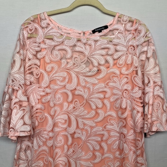 Relativity Pink Scroll Leaf Blouse - Picture 2 of 7